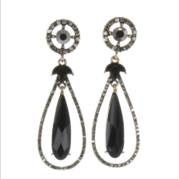 Black stone dangling earrings - Picture 3 of 8